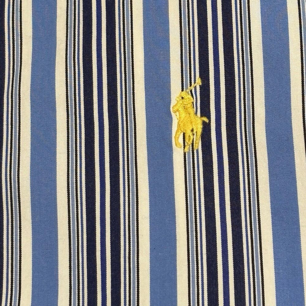 Polo Ralph Lauren Stanton Classic Fit Shirt Mens XL Blue Stripe Cotton Button Up - Picture 6 of 9